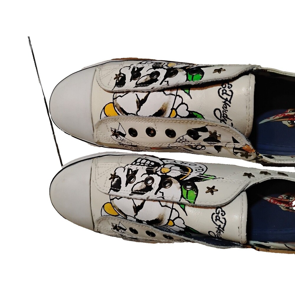 Ed Hardy "GLORY" Slip On Laceless LTHR - SZ12 - NIB Y2K Skater, Punk, Tattoos.
